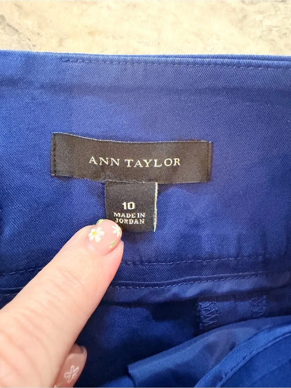 Ann Taylor Size 10 Navy Blue Stretch Cotton Straight Pencil Skirt Career